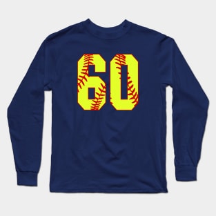 Fastpitch Softball Number 60 #60 Softball Shirt Jersey Uniform Favorite Player Biggest Fan Long Sleeve T-Shirt